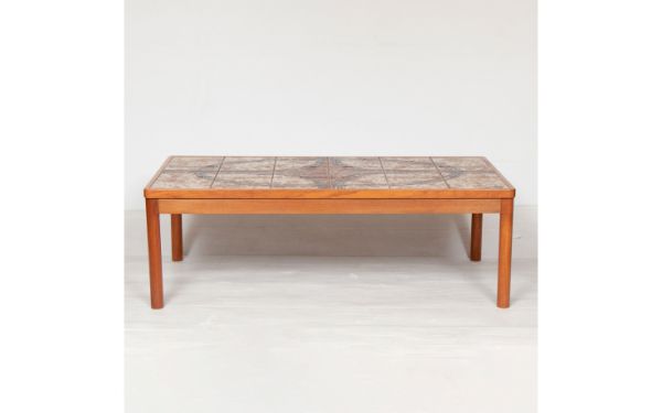 Danish Midcentury Modern Tiled Teak Coffee Table by Trioh c.1970